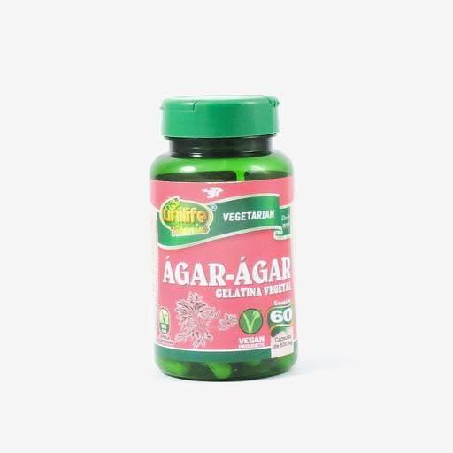 Ágar-Ágar Gelatina Vegetal 60 caps 600mg - Unilife - Oca Produtos a Granel