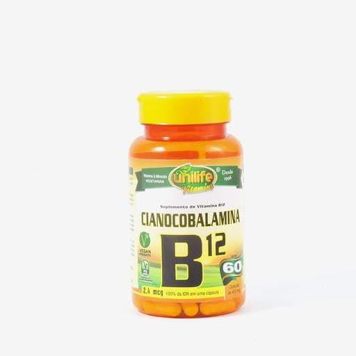 Cianocobalamina B12 60 caps 450 mg - Unilife - Oca Produtos a Granel