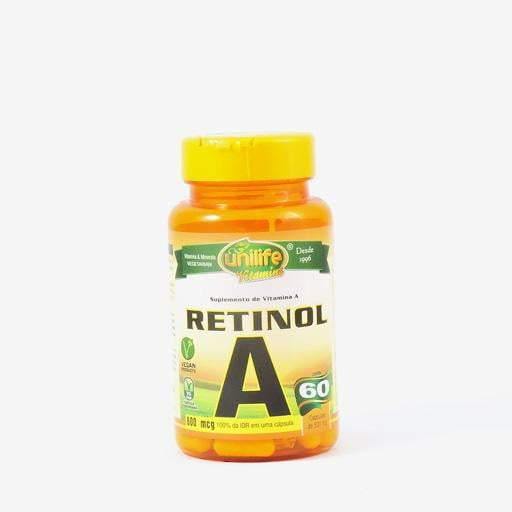 Retinol A 60 caps 500mg - Unilife - Oca Produtos a Granel